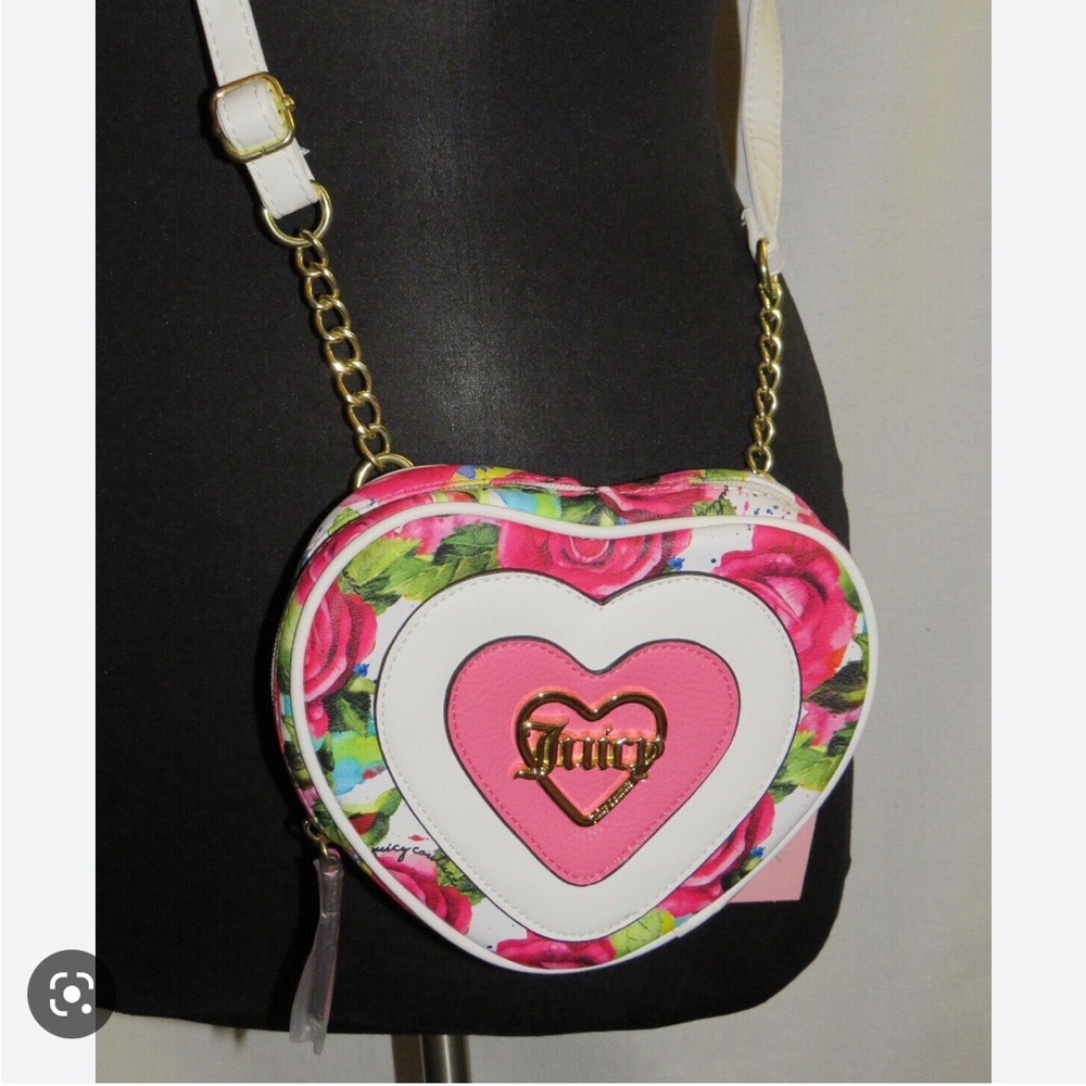 Juicy couture heart shaped mini floral crossbody bag